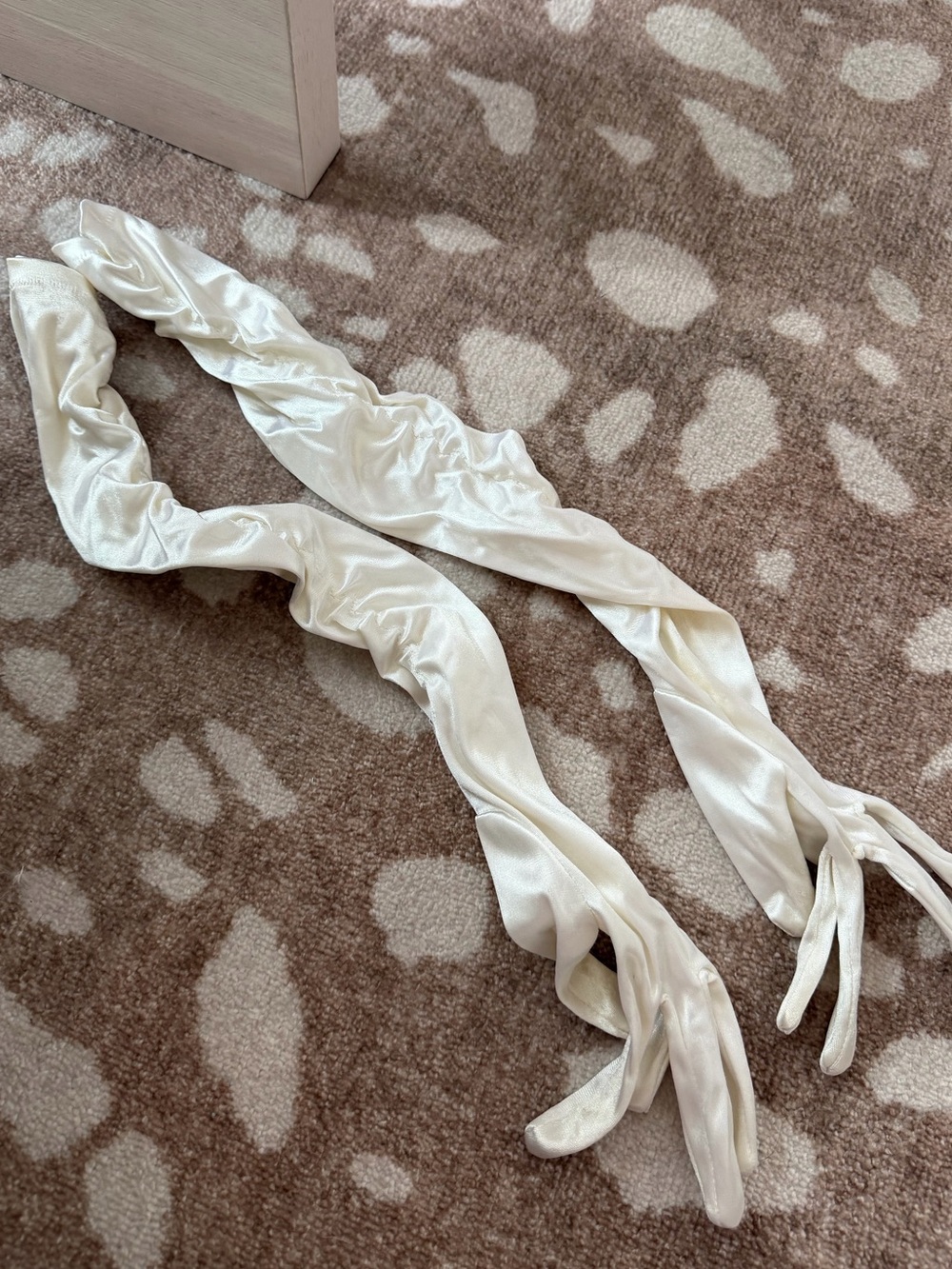 Vintage white satin gloves
